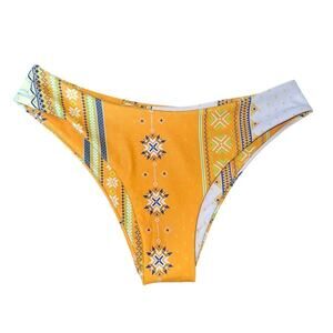 Womens size small yellow geometric striped cheeky bikini bottom​​